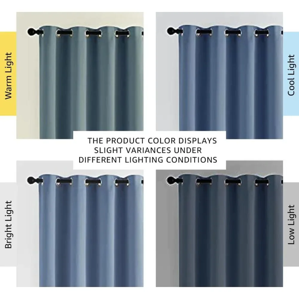 Brand New - Nicetown Stone Blue Thermal Blackout Curtains – Set of 2